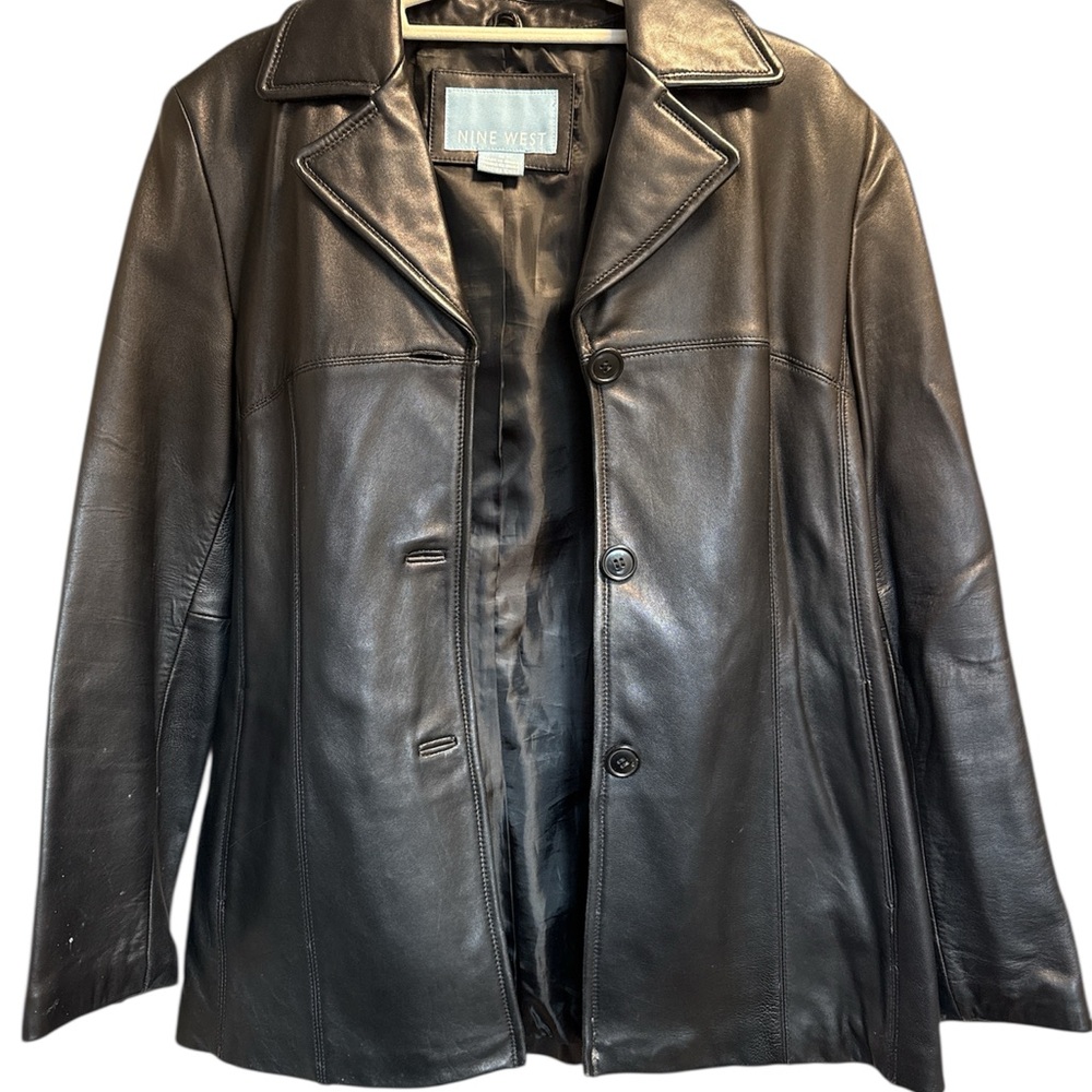 Nine West Classic Black Leather Jacket